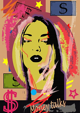 Girl with dollar money bil