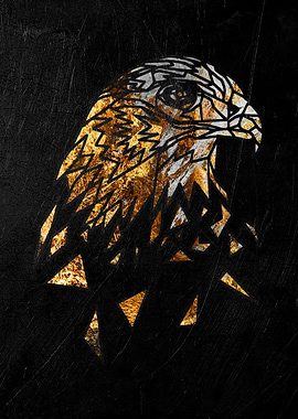 golden eagle face poster