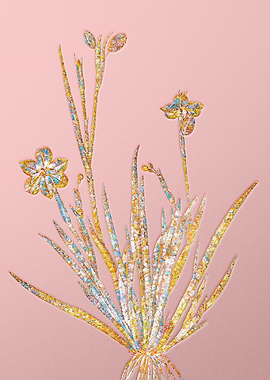 Gold Crystal Mosaic Flower