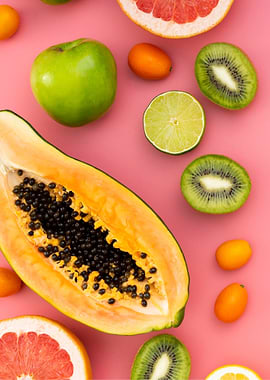 Pink background Fruit