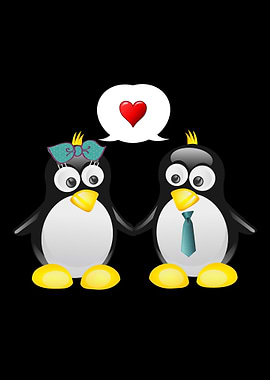 Penguin love for cute coup