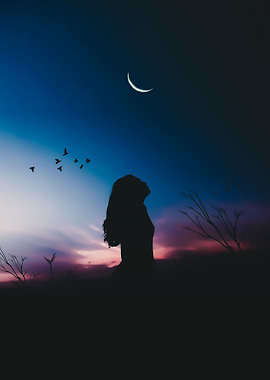 The girl and the moon