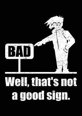 Man Pointing at Bad Sign