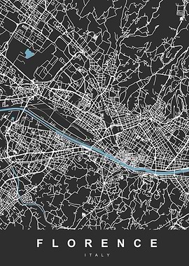 Map Florence Italy Black