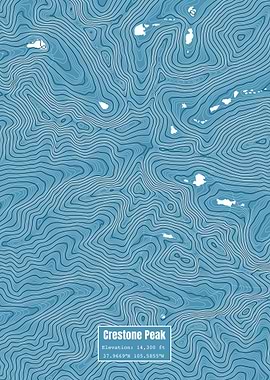 Crestone Peak Map Blue