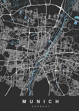 Map Munich Germany Black