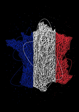 France Map Flag Eiffel Art