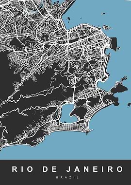 Map Rio de Janeiro Black