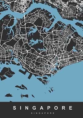 Map Singapore Black