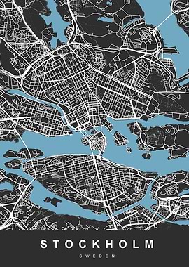 Map Stockholm Sweden Black