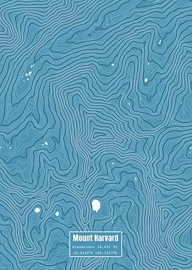 Mt Harvard Topo Map Blue