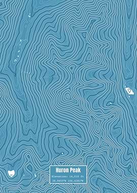 Huron Peak Topo Map Blue