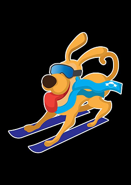 Dog Ski Gift Slalom Winter