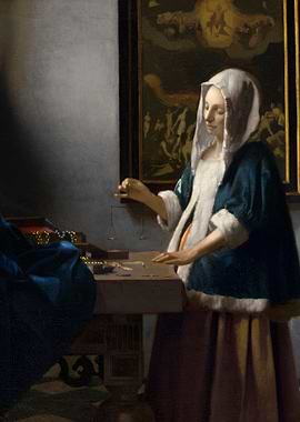 Woman Holding a Balance