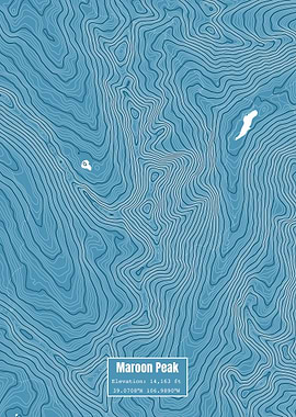 Maroon Peak Topo Map Blue
