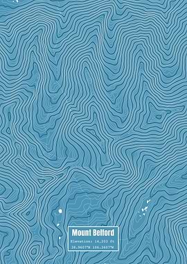 Mt Belford Topo Map Blue