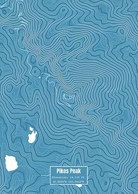 Pikes Peak Topo Map Blue