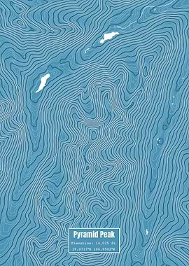 Pyramid Peak Topo Map Blue