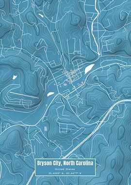 Bryson City NC Map Blue