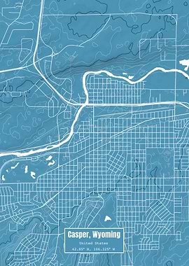 Casper Wyoming Map Blue