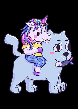 Unicorn riding horse cat f