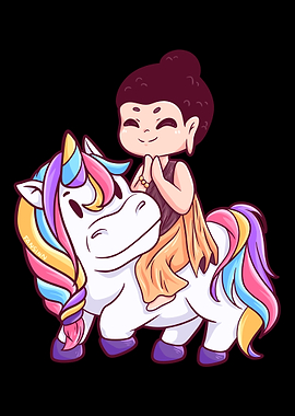 Buddha rides thick colorfu