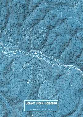 Beaver Creek CO Map Blue