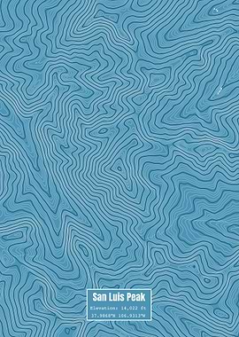 San Luis Peak Map Blue