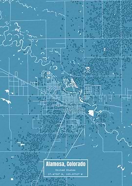 Alamosa Colorado Map Blue
