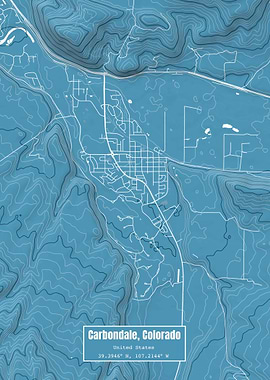 Carbondale CO Map Blue
