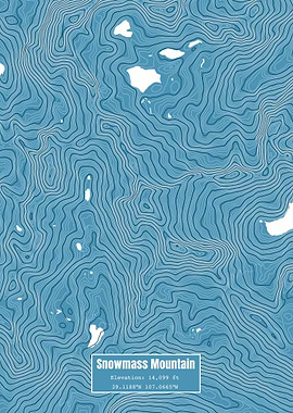 Snowmass Mt Topo Map Blue