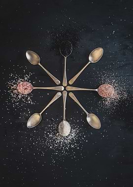 Spices on Silver spoons