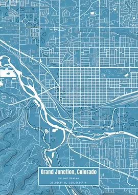 Grand Junction Map Blue