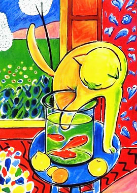 Matisse Cat and Red Fishes
