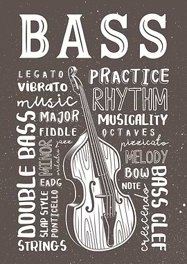 Double Bass Wort Art
