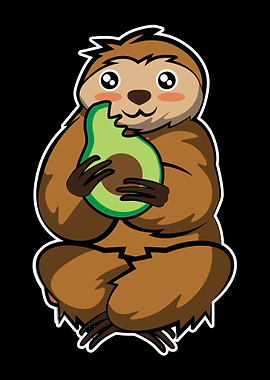 Sloth Eating Avocado Vegan