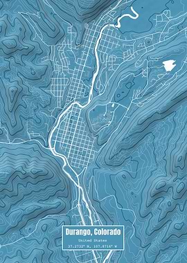 Durango CO Topo Map Blue