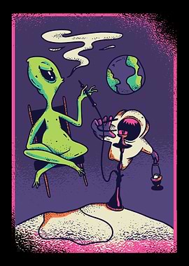 Alien astronaut smoking