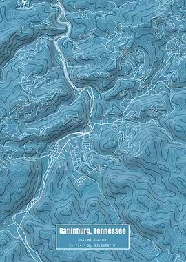 Gatlinburg TN Map Blue