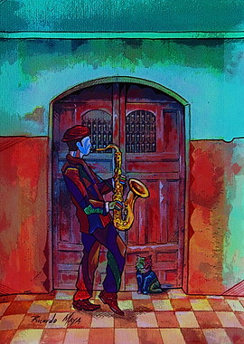 Street sax musician