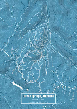 Eureka Springs AR Map Blue
