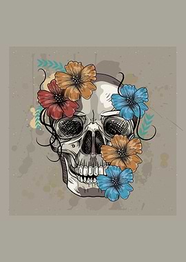 Skull with Flowers