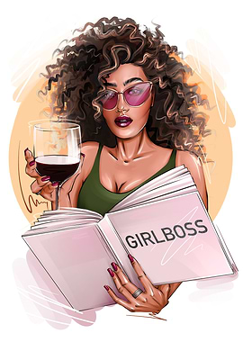 Fashion girl boss wine art