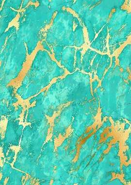 Teal Gold Marble 07