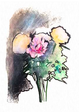 Pastel bouquet of peonies