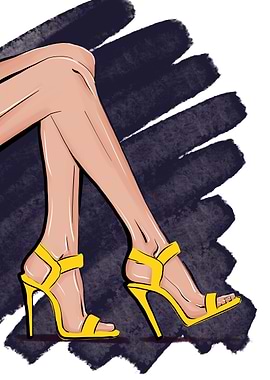 Yellow summer heels art