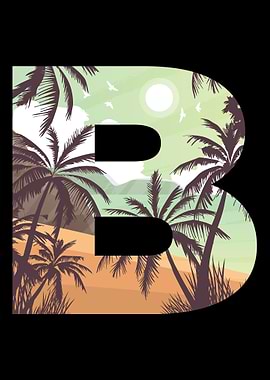 Letter B with a beach