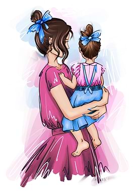 Fashion mom with girl