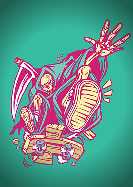 Grim Reaper on Skateboard