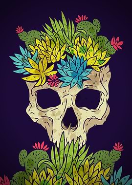 Skull with Flowers